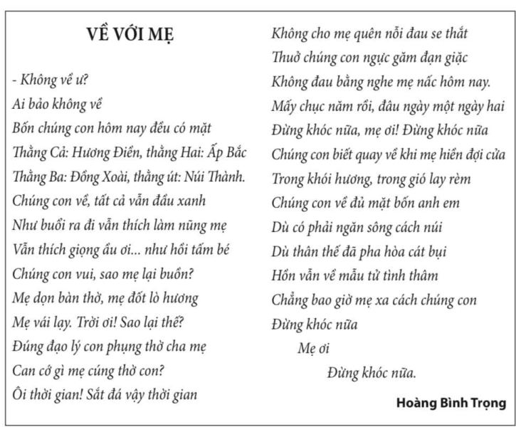 Bài thơ "Về với mẹ" - Những tiếng từ lòng đất